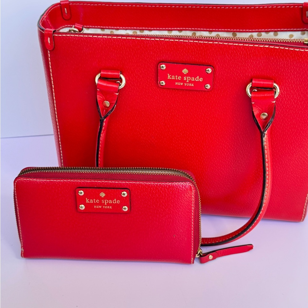 Kate Spade Vibrant Red Tote and Wallet